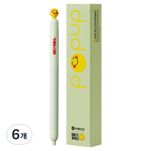카코 스마일리 팝업 젤펜 0.5mm, 그린, 6개