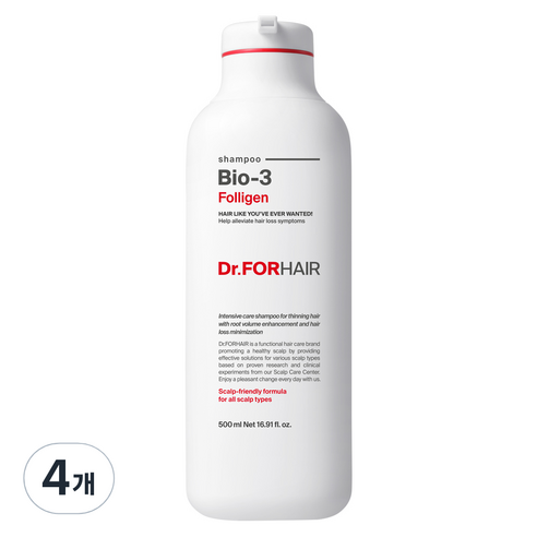 닥터포헤어 탈모증상완화 뿌리볼륨개선 폴리젠 바이오3 샴푸, 500ml, 4개
