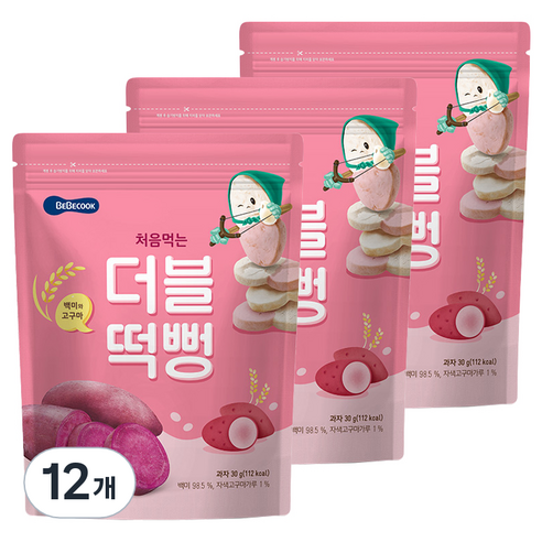 베베쿡 처음먹는 더블떡뻥, 백미 + 고구마 혼합맛, 12개