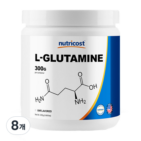 뉴트리코스트 대용량 헬스보충제 무맛 L 글루타민, 300g, 8개