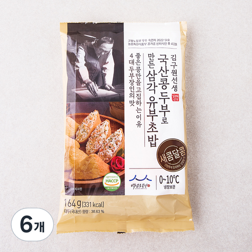 김구원선생 국산콩 두부로 만든 삼각 유부초밥, 164g, 6개