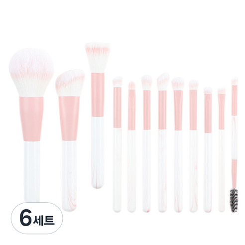 디에스 파스텔 메이크업 브러쉬 세트, 핑크, 6세트