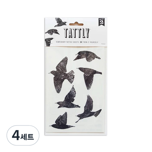 태틀리 타투 스티커 시트 2p, 유로피언 스털링즈, 4세트