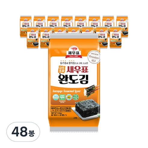 새우표 완도 프리미엄 도시락김, 4g, 48개