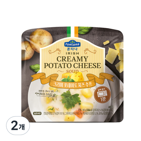폰타나 크리미 포테이토 치즈 전자레인지용 수프, 180g, 2개