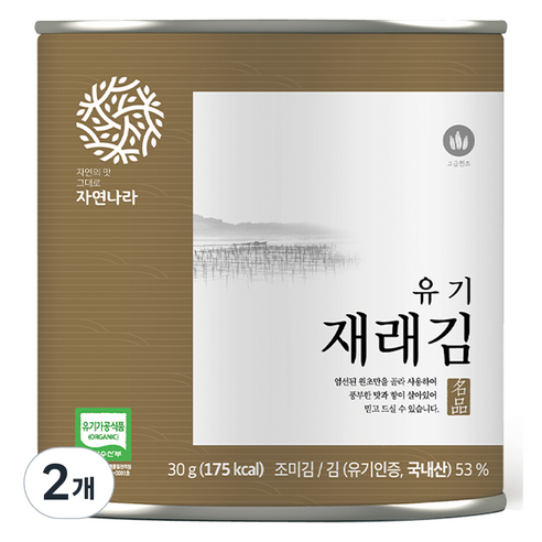 자연나라 유기 캔 재래김, 30g, 2개