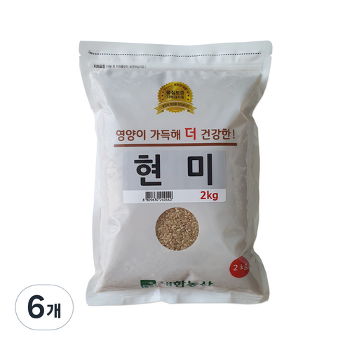 대한농산 현미, 2kg, 6개