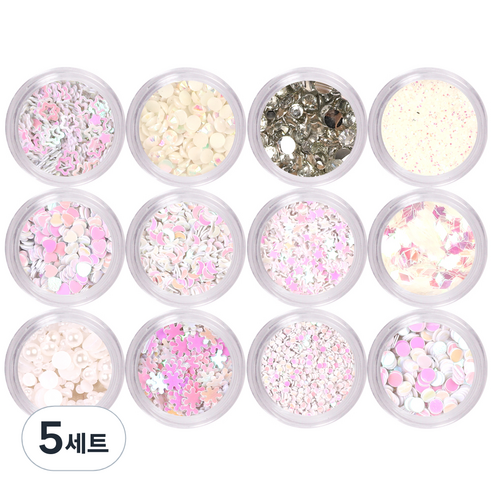 메이브라운 화이트진주스톤 패키지 네일글리터 M10116, 혼합 색상, 5세트