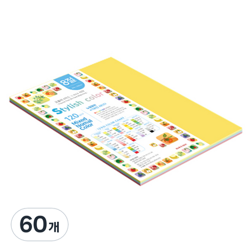 종이문화 스타일리쉬 얇은 혼합색지 120g 12 SN Vivid Tone, 60개, 8절