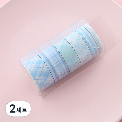 해피제이 다꾸 벽꾸미기 파스텔 체크 마스킹테이프 6종 세트, 2세트, 6 블루