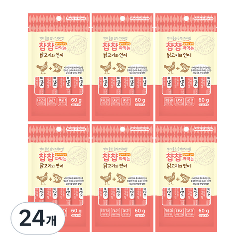 강아지 챱챱 짜먹는 습식간식, 닭고기 + 연어 혼합맛, 15g, 24개