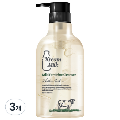 크림밀크 마일드 유산균 여성청결제, 3개, 520ml