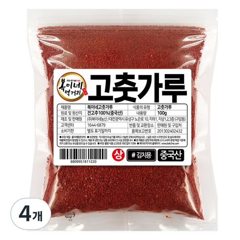 복이네먹거리 고춧가루 보통맛 김치용 상, 100g, 4개