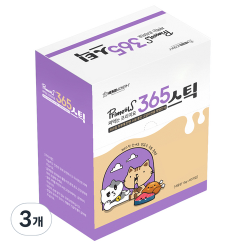 프리미요 고양이 짜먹는 365스틱 영양제, 60회분, 종합영양제, 3개
