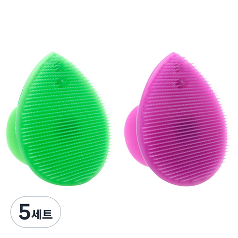 피부사랑 실리콘 클렌징 패드 2p 세트, 그린, 퍼플, 5세트