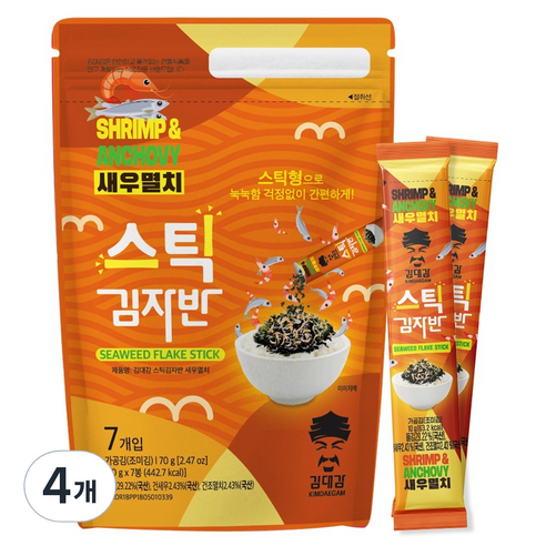김대감 스틱 김자반 새우멸치 7p, 70g, 4개