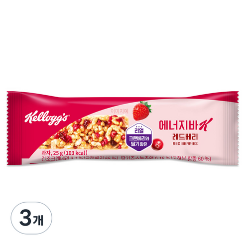 켈로그 에너지바 K 레드베리, 3개, 25g