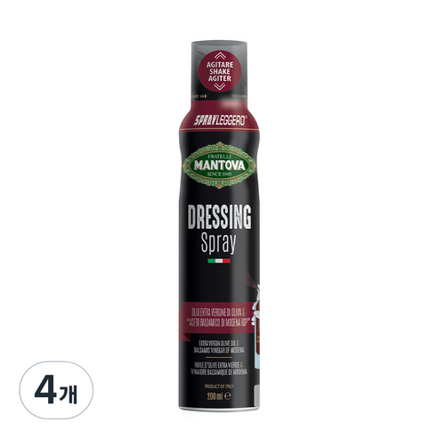 만토바 발사믹 드레싱 스프레이 엑스트라 버진 올리브오일 & 모데나 발사믹 비니거, 4개, 200ml