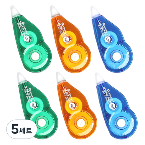 다다 대용량 가성비 수정테이프 8m 3종 x 2p 세트, 블루 + 오렌지 + 그린, 5세트