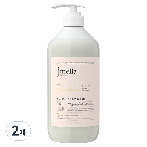 제이멜라 인 프랑스 라임 앤 바질 바디워시 시트러스향, 2개, 1000ml
