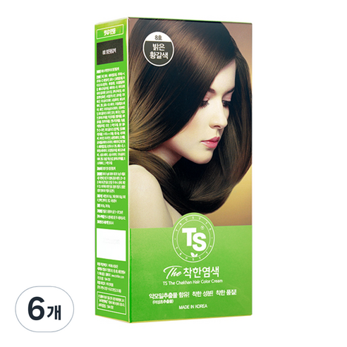TS더착한염색 튜브형 120g, 8호 밝은황갈색, 6개