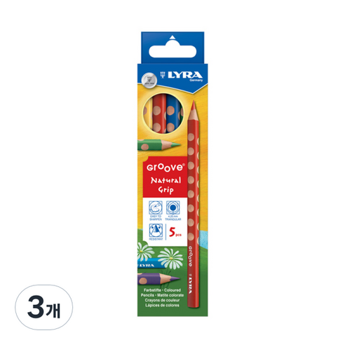 리라 그루브 점보 색연필, 5색, 3개