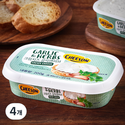 ENTREPINARES 크림치즈 갈릭 앤 허브, 200g, 1개입, 4개