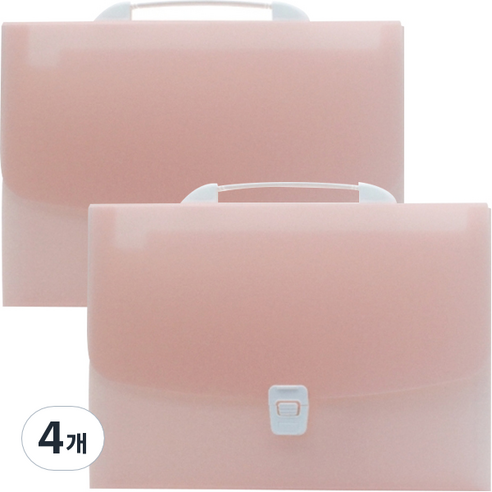 올러바웃 서류 정리 파일케이스 A4, 4개, 투명핑크