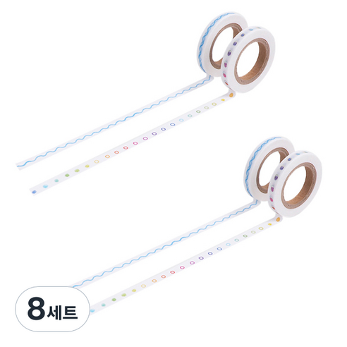 리훈 다정한마테 다꾸세트 마스킹테이프 6mm 2종세트, 동그라미, 물결, 8세트
