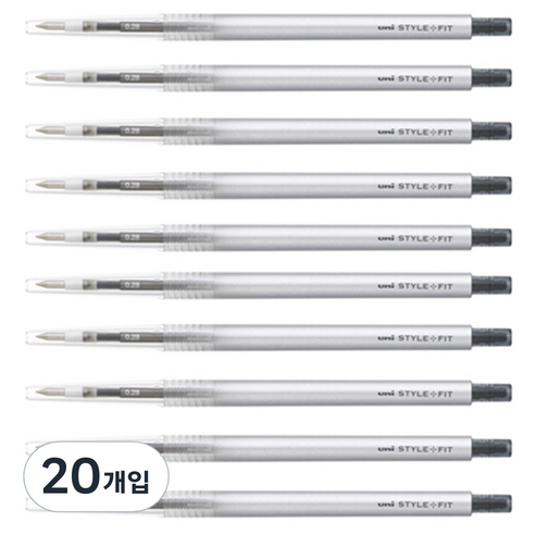 미쓰비시 스타일핏트 단색펜 0.28mm UMN-139, 블랙, 20개입
