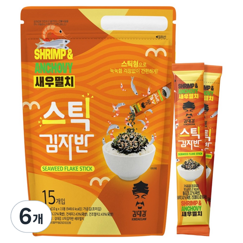 김대감 스틱 김자반 새우멸치 15p, 150g, 6개