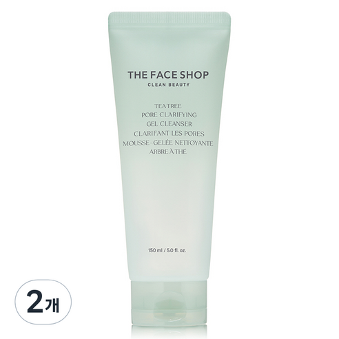 더페이스샵 티트리 포어 클래리파잉 젤 클렌저, 2개, 150ml