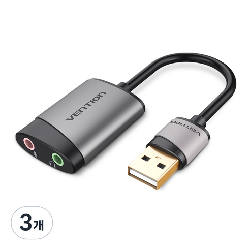 벤션 이이폰 마이크 분배기 타입 USB 외장형 사운드카드, CDKHB, 3개