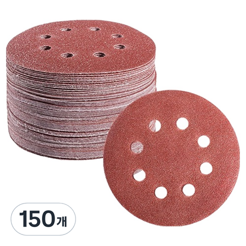 OON 원형 사포 샌딩 페이퍼 8홀 40방 125mm, 150개