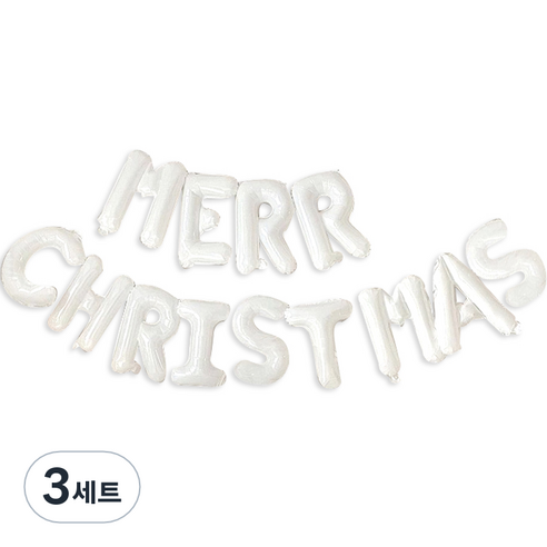 메리크리스마스 화이트 은박 풍선, 3세트