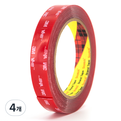 스카치 3M 강력 다용도 폼 투명 양면테이프 18mm x 3m, 4개