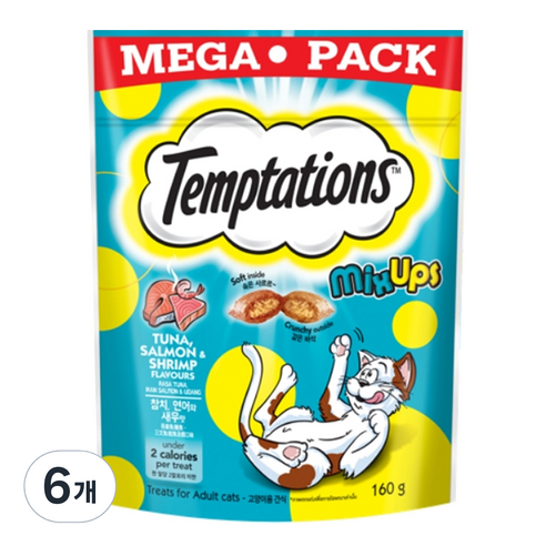 템테이션 믹스업 고양이간식, 혼합맛, 160g, 6개