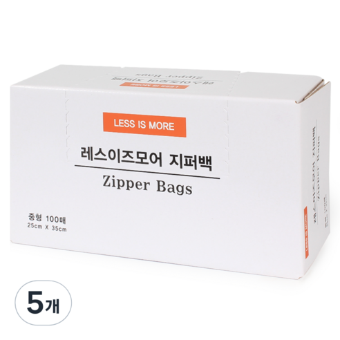 레스이즈모어 지퍼백, 중(M), 100개입, 5개