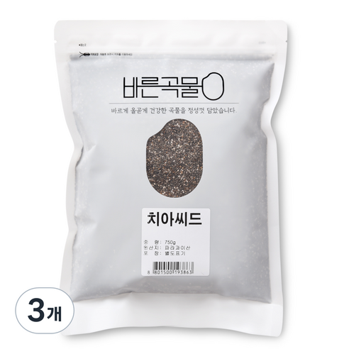 바른곡물 치아씨드, 750g, 3개