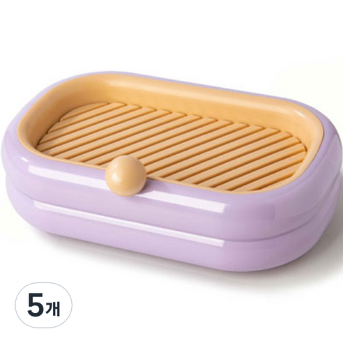 더자카 라운드 이중 물빠짐 컬러 비누케이스, 퍼플, 5개