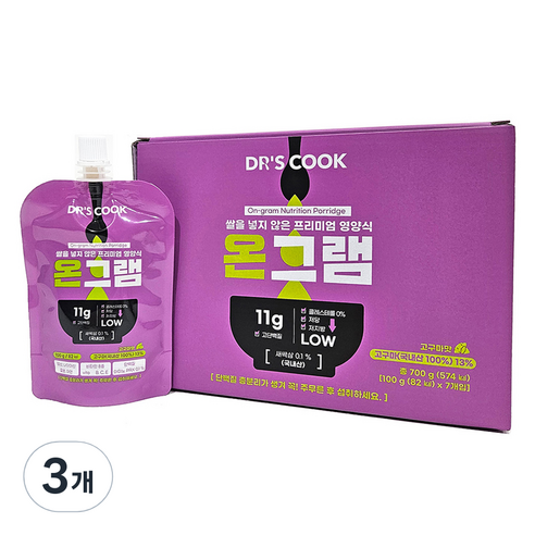 쌀을 넣지 않은 프리미엄 영양식 온그램 고구마맛 7p, 3개, 700g