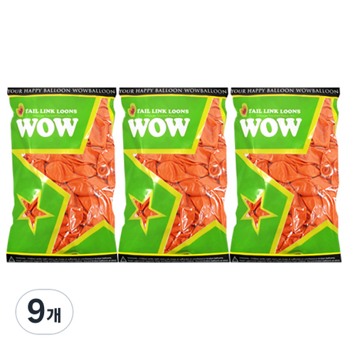 와우파티코리아 와우링커룬 풍선 15cm 50p, 펄오렌지, 9개
