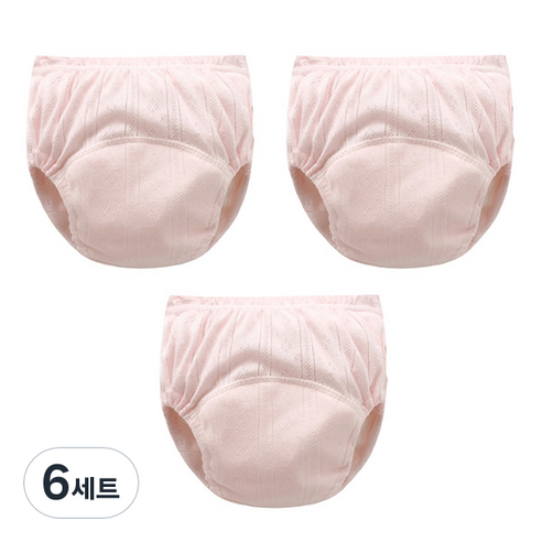조이멀티 아동용 펀칭 단색파스텔 배변훈련팬티, 핑크, 6세트