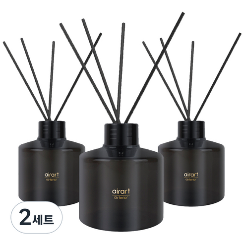 에어아트 에어테리어 아로마 디퓨저 200ml x 3p + 리드스틱 15p 세트, 라임바질 앤 만다린, 600ml, 2세트