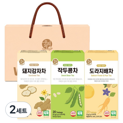 우리차 셀렉션11 차 3종 x 20p 세트, 2세트, 돼지감자차 + 작두콩차 + 도라지배차