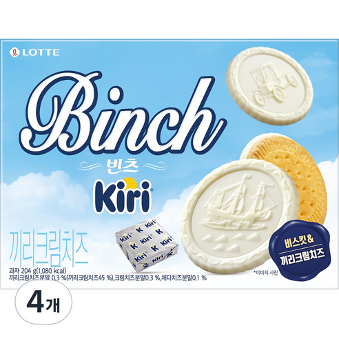 롯데웰푸드 빈츠 끼리 크림치즈, 204g, 4개