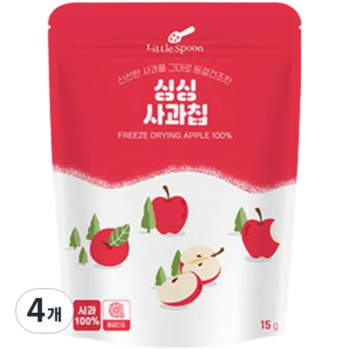 리틀스푼 동결건조 싱싱 과일칩 사과 15g, 4개
