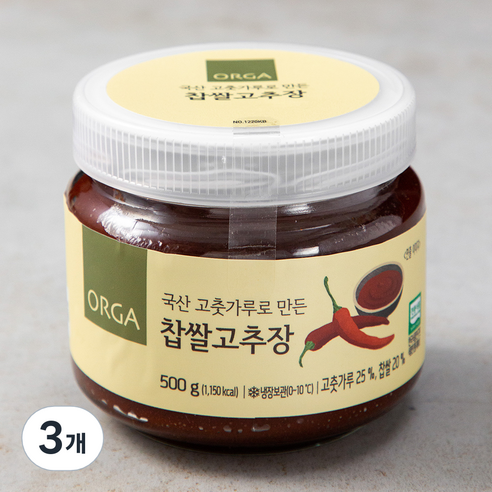 올가 찹쌀고추장, 500g, 3개