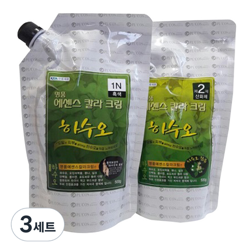 투에이산업 명품 에센스 칼라 크림 염색제 1제 500ml + 2제 500ml, 1N흑색, 3개
