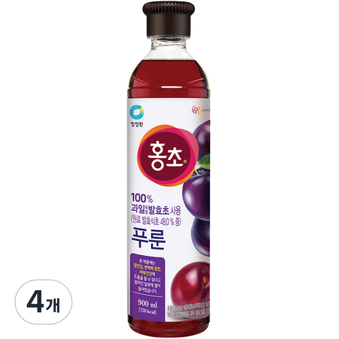청정원 홍초 푸룬, 900ml, 4개